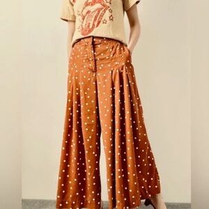 Anthropologie polka dot wide cropped pants